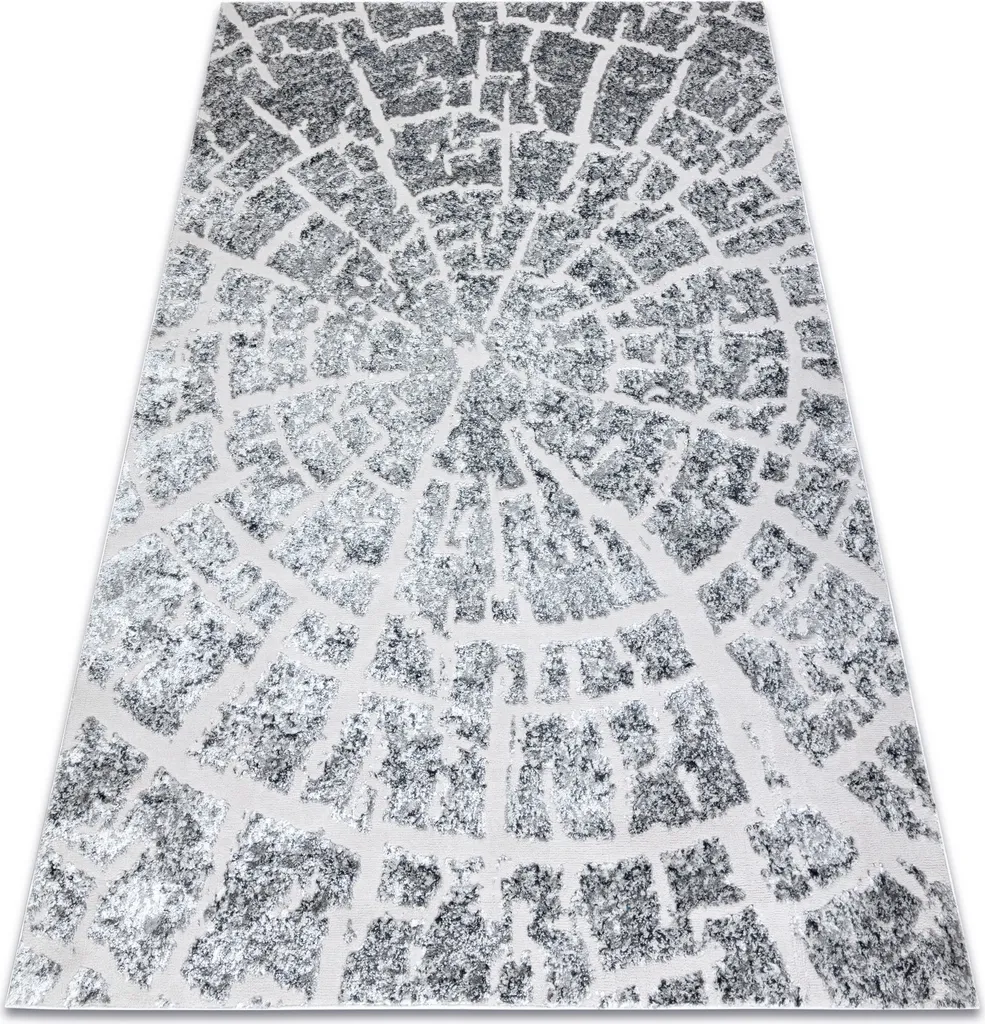 Tapis 3D gris MEFE 6185 - Effet bois en relief deux niveaux 80x150 cm