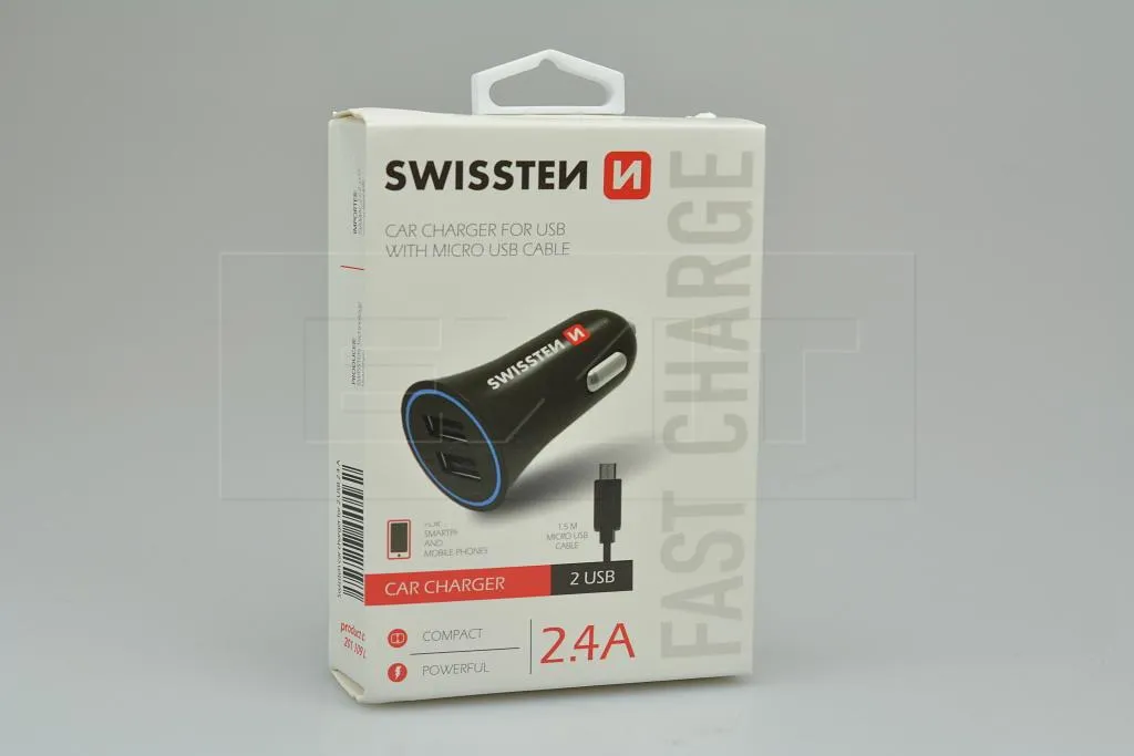 SWISSTEN 2.4A 2USB - Caricatore da auto micro USB - 8595217440562