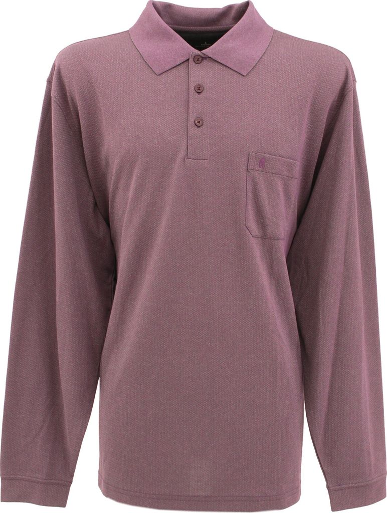 30507 Ragman, , Herren langarm Polohemd Poloshirt, Jersey, violett, XXL