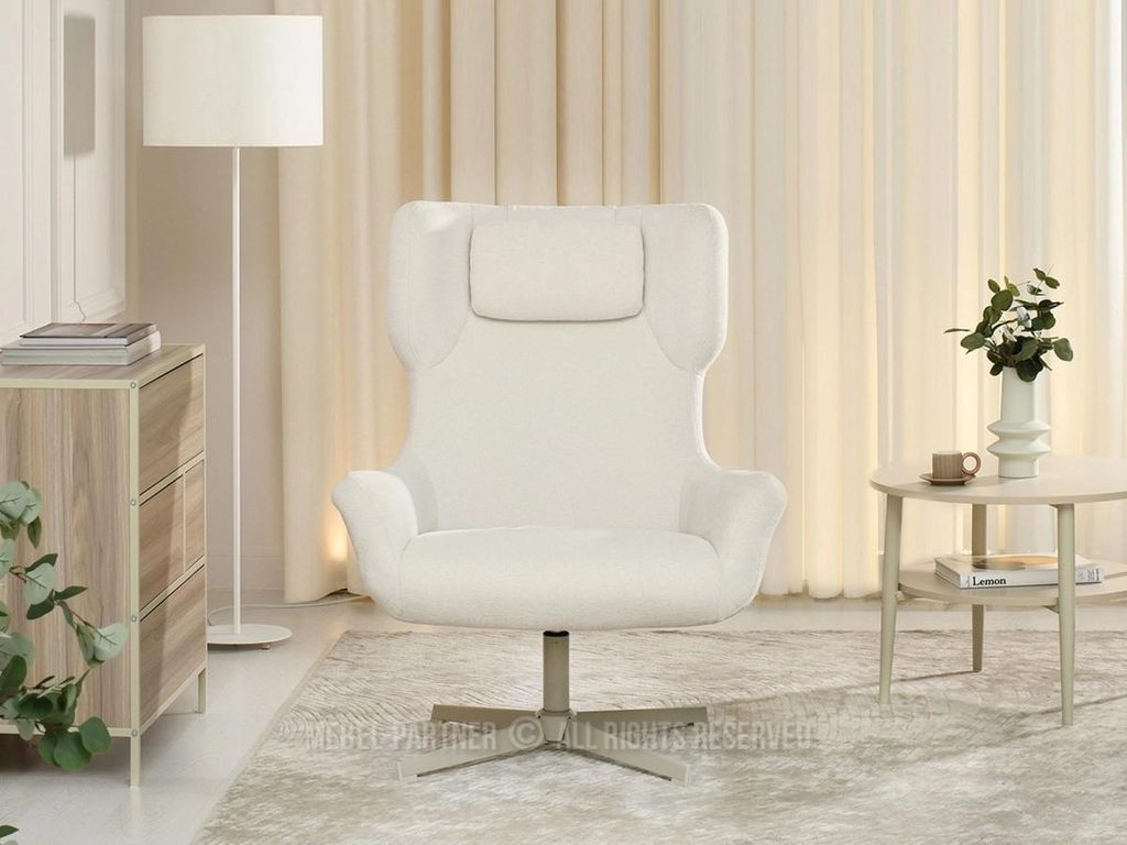 ANTE Drehstuhl aus Stoff, Beige/Creme, 84x86x94 cm, Sitzhöhe 42 cm
