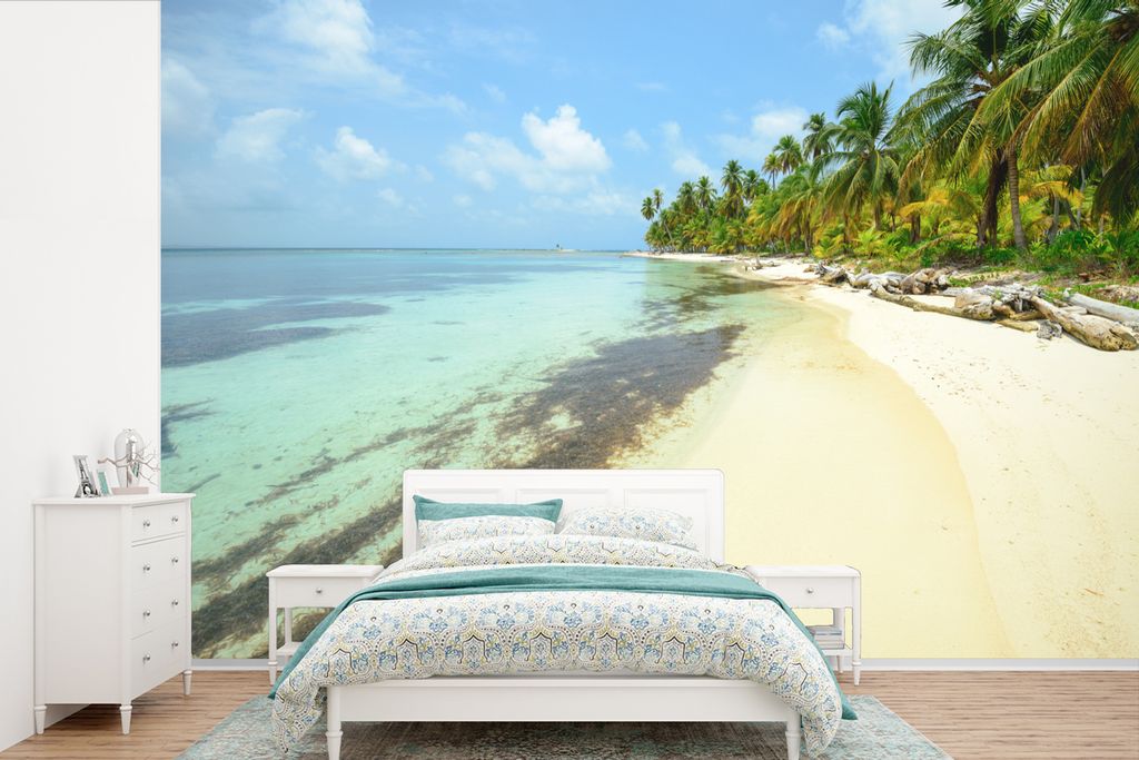 MuchoWow Fototapete für Wohnzimmer oder Schlafzimmer Wandtapete Vinyl Motivtapete Klares Wasser auf den panamaischen San-Blas-Inseln in Nordamer...