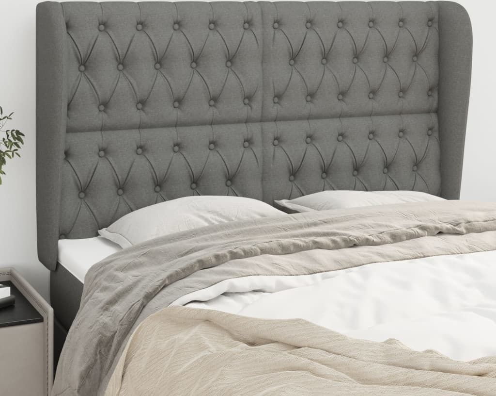 Kopfteil mit Ohren Dunkelgrau 147x23x118/128 cm Stoff , Kopfteile Design 2024