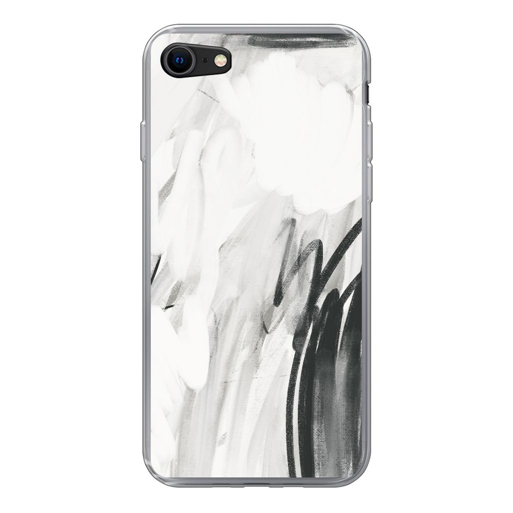 MuchoWow Handyhülle Schutzhülle Hülle für iPhone 8 Kunst - Schwarz - Weiß - Abstrakt Silikon Softcase Handy Hülle - Schutzhaube