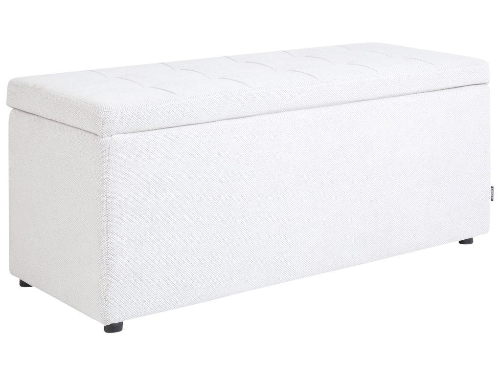 BELIANI Otomana złamana biel poliester 100 x 42 x 40 cm Zdjęcie produktu 