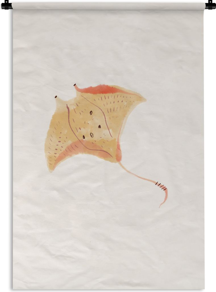 MuchoWow Wandteppich Wandbehang Rochen - Fisch - Meer - Aquarell 90x135 cm Tapisserie Dekoration Wandtuch - Baumwolle - Wandskulptur