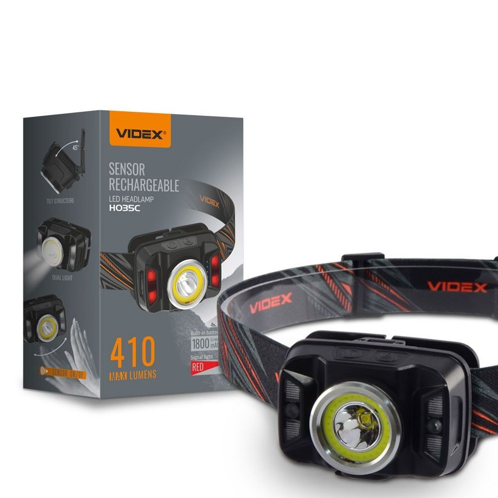 Videx Stirnlampe 410lm IP65 Gestensteuerung 7 Modi Produktbild 