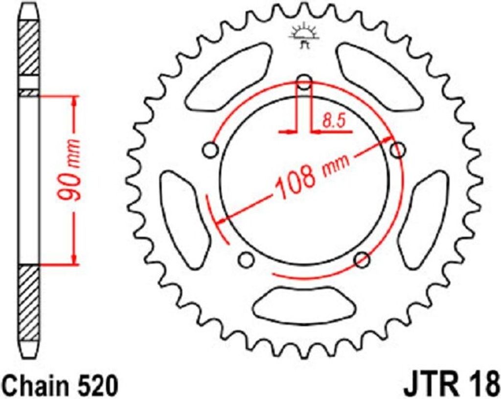 JTSPROCKETS Kettenrad JTR18.39 Hinten Kohlenstoffstahl