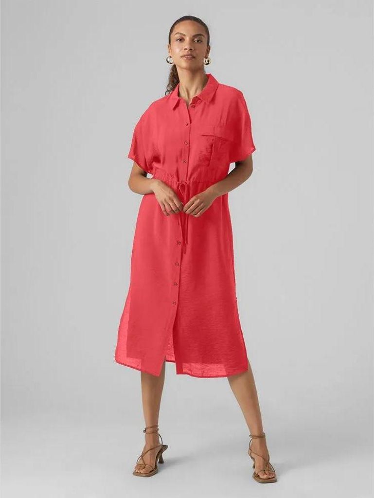 Vero Moda Iris Kurzarm Midi-kleid Rot L Damen Rot L