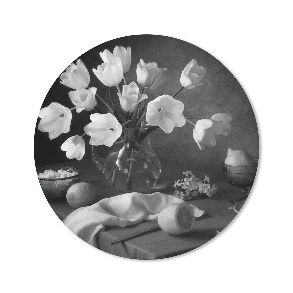 MuchoWow Mauspad Mousepad Stilleben - Blumen - Schwarz und weiß 30x30 cm - Mousepads - Maus Mat - Pad - Mausunterlage - Tischunterlage - Schreib...