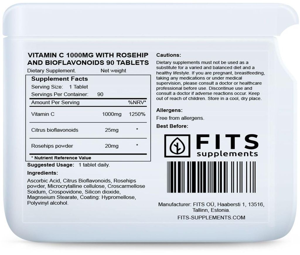Vitamine C 1000 mg avec de l'églantier et des Image du produit 