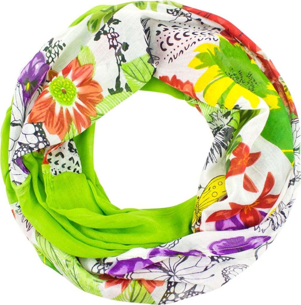 Sunsa Damen Loop Schal. Baumwolle Schlauchschal. Dünn Loopschal mit Blumendesign