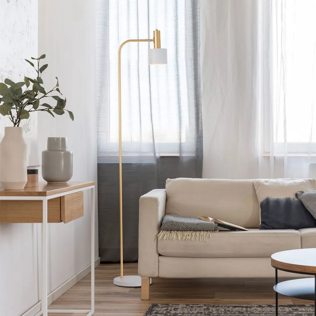 Lampadaire trépied doré Paz Skandi - Éclairage d'ambiance salon chic