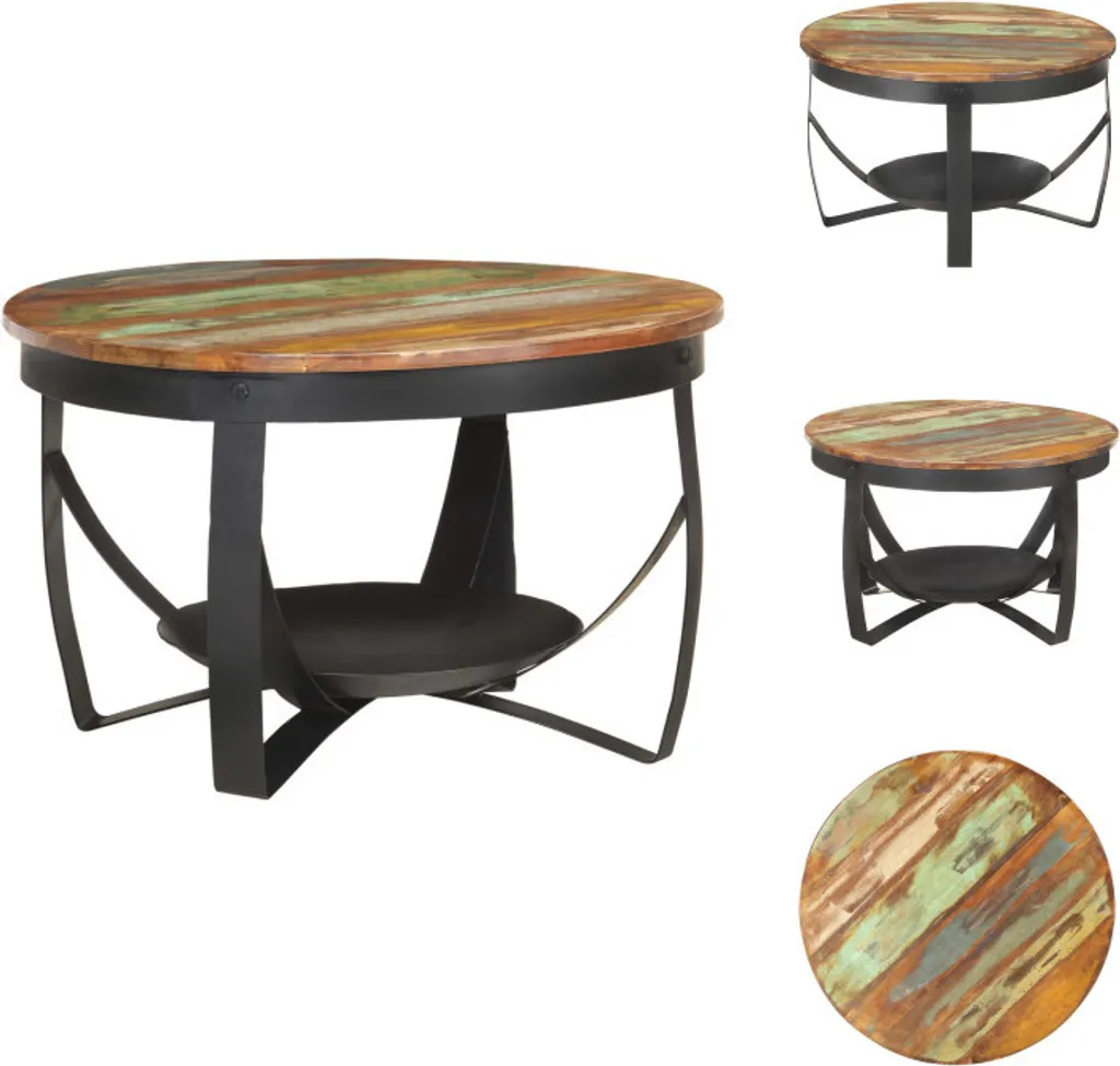 Table basse Ø68 cm bois massif recyclé stable et design pour séjour