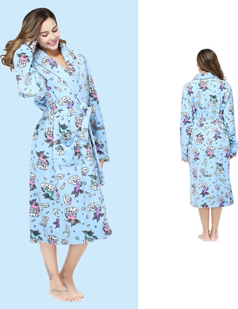 Vestaglia Flanella Blu XXL - Accappatoio Morbido Imbottito Donna
