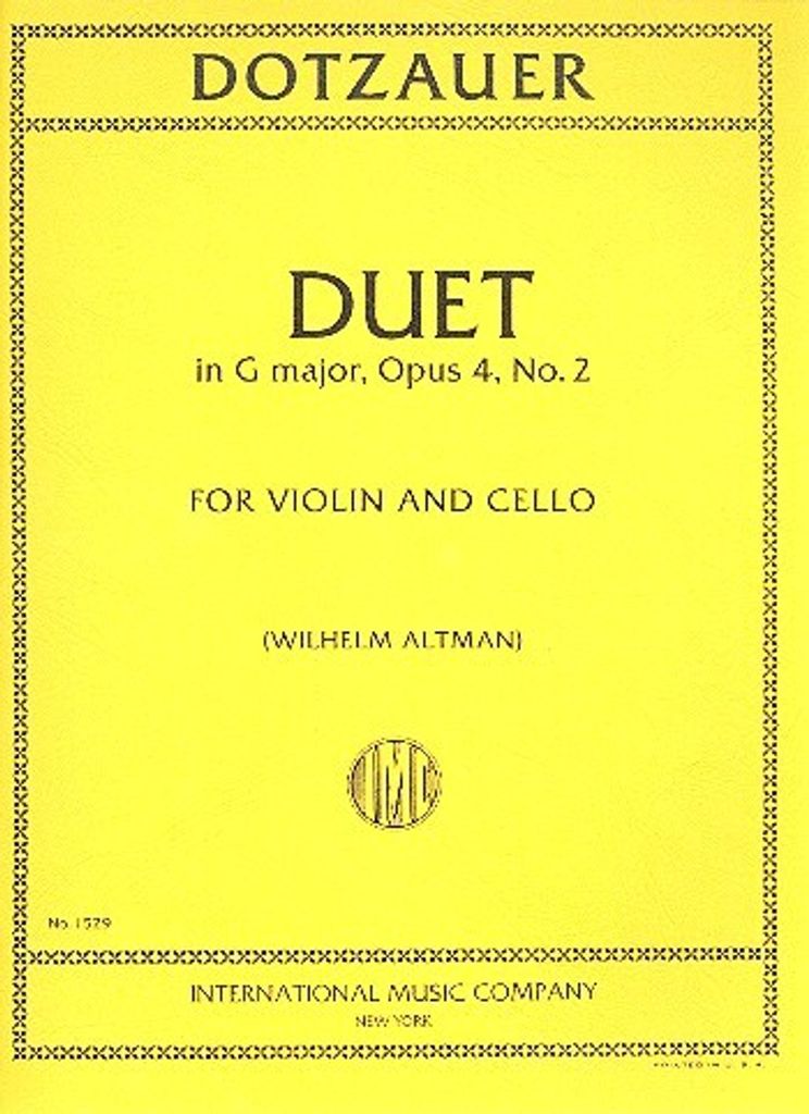 Duet G Major Op.4,2 For Violin And Cello Altmann, Ed 2Parts