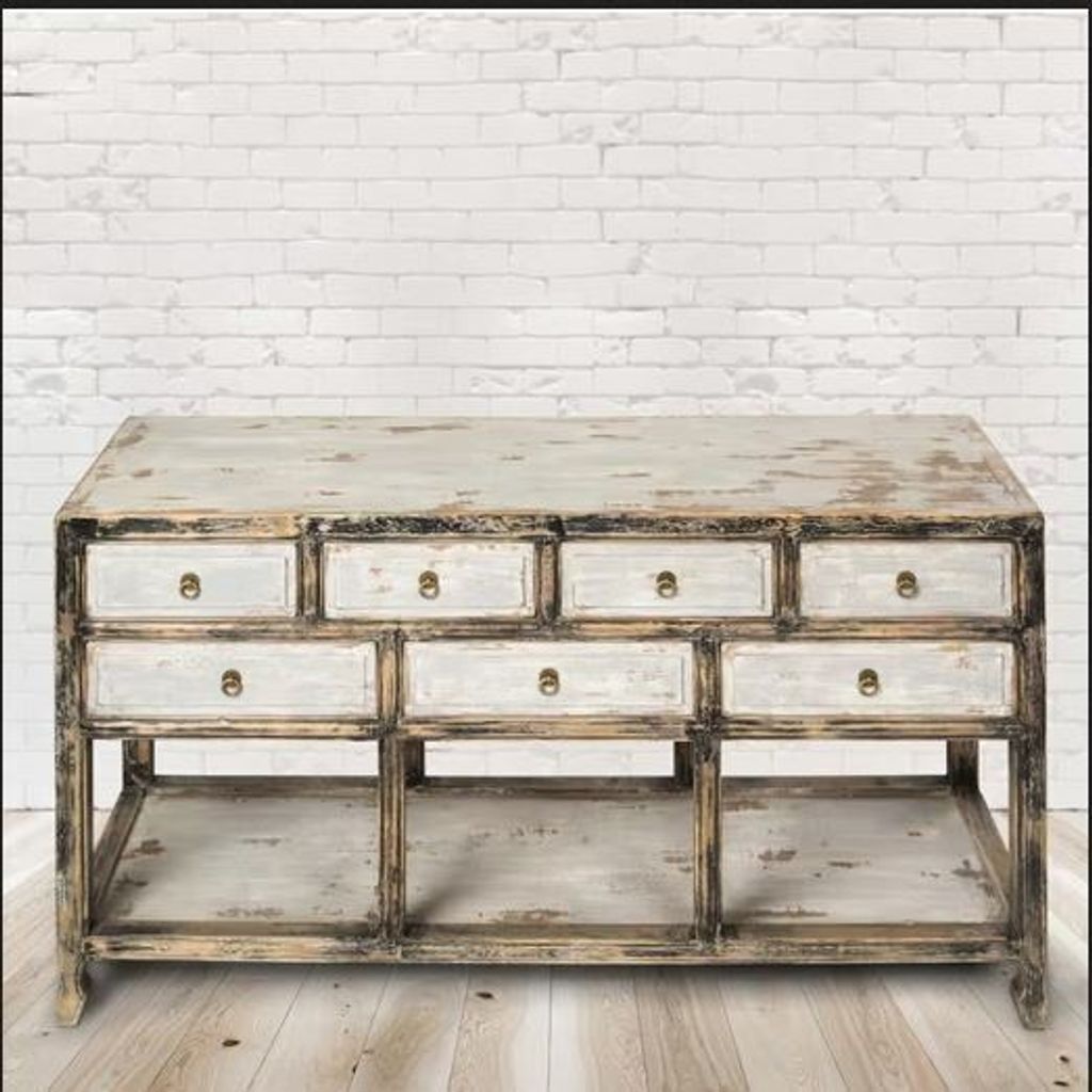 PureHaven Sideboard 154x42x85 cm Vintage Style Unikat aus Vollholz handgefertigt stilvolles Design standsicher und stabil