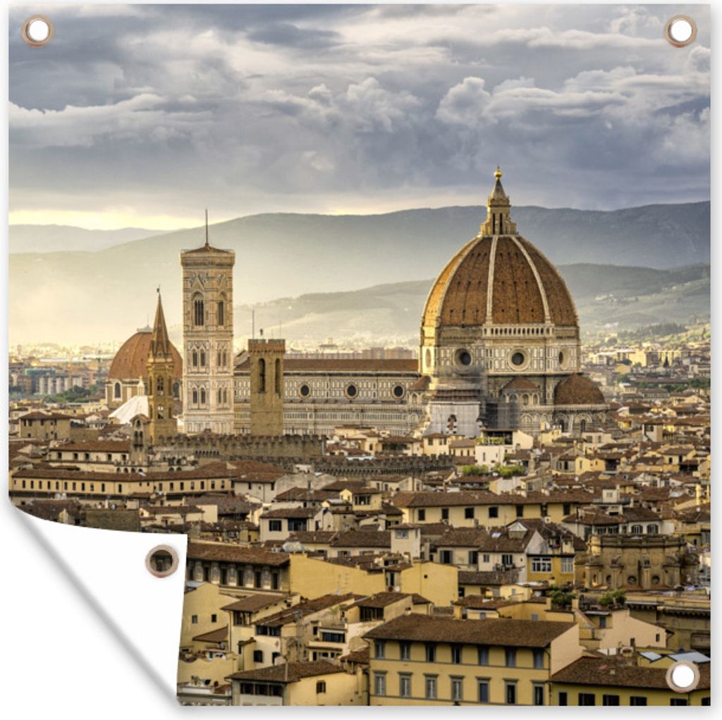 MuchoWow 50x50 cm Outdoor-Poster Gartendeko Sichtschutz Garten Poster für den Garten Italien - Sonnenuntergang - Florenz