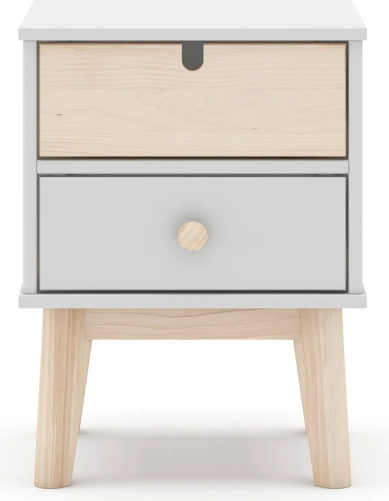 Table de nuit à 2 tiroirs L40 cm LÉONIE - Petit meuble de rangement bois