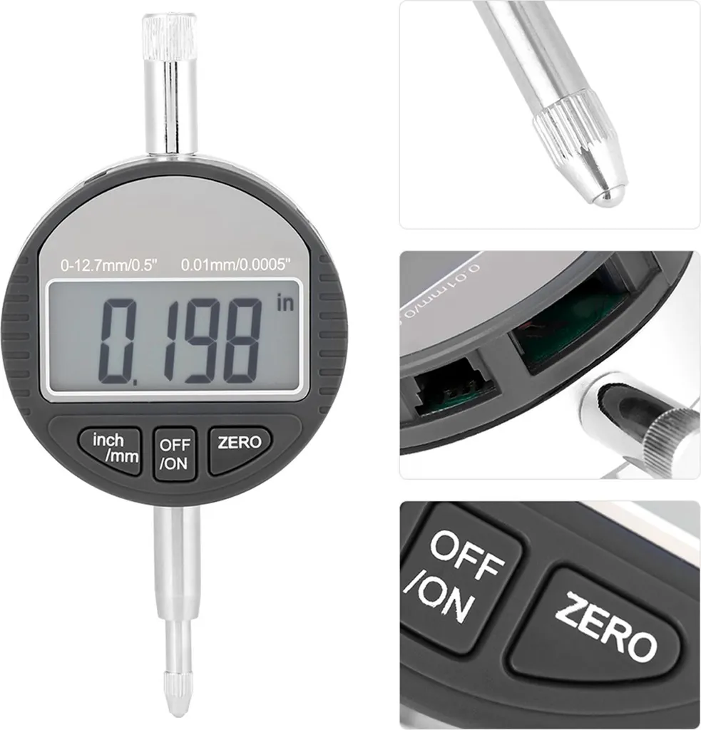 Comparateur Numérique Précision 0,01mm avec Structure Métallique 12,7mm