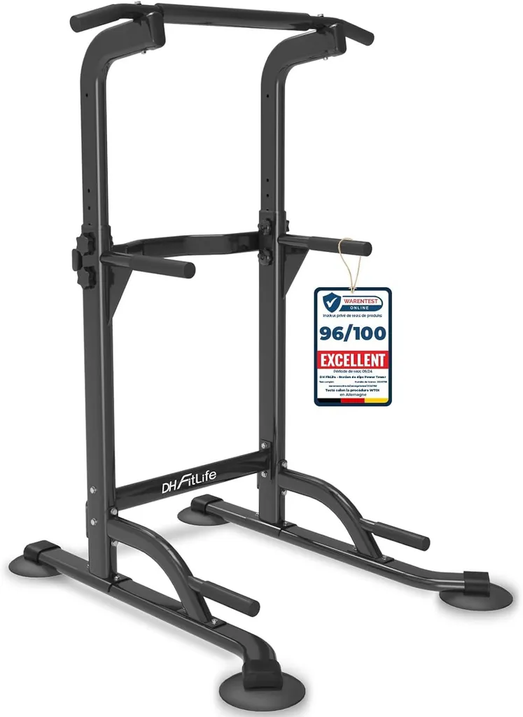 Barre de Traction et Dips Réglable DH FitLife - Structure Acier Robuste