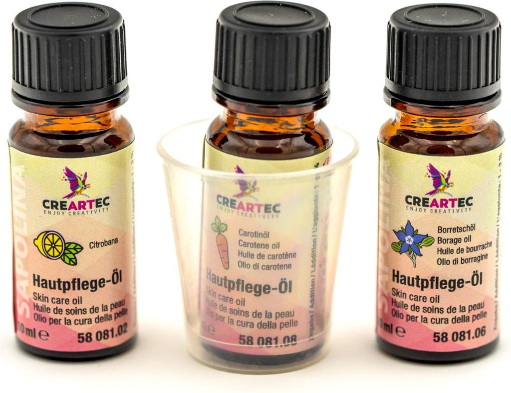 CREARTEC 3er Set Hautpflegemittel - Set mit Citrobana, Borretschöl und Carotinöl - Mischhaut