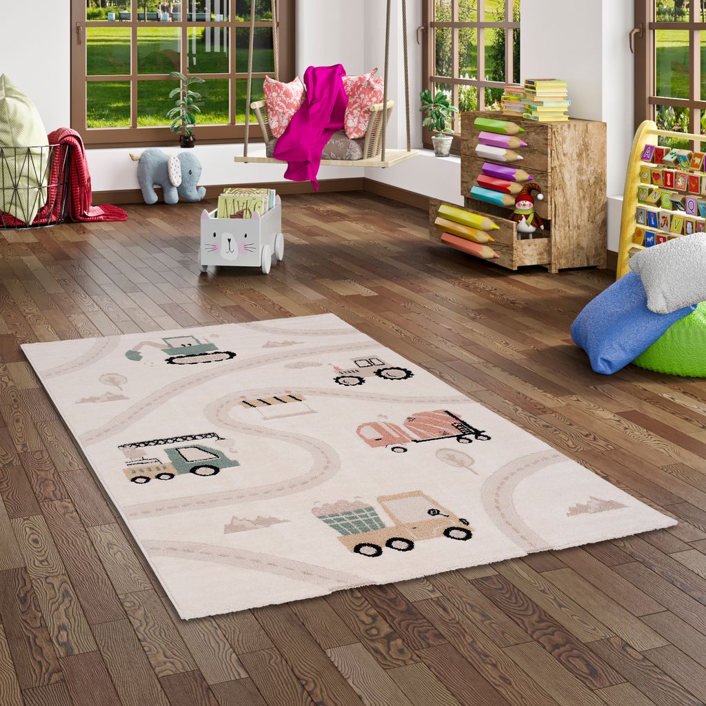 Kinder Teppich Happy Kids Baustelle, Größe:140x200 cm Produktbild 