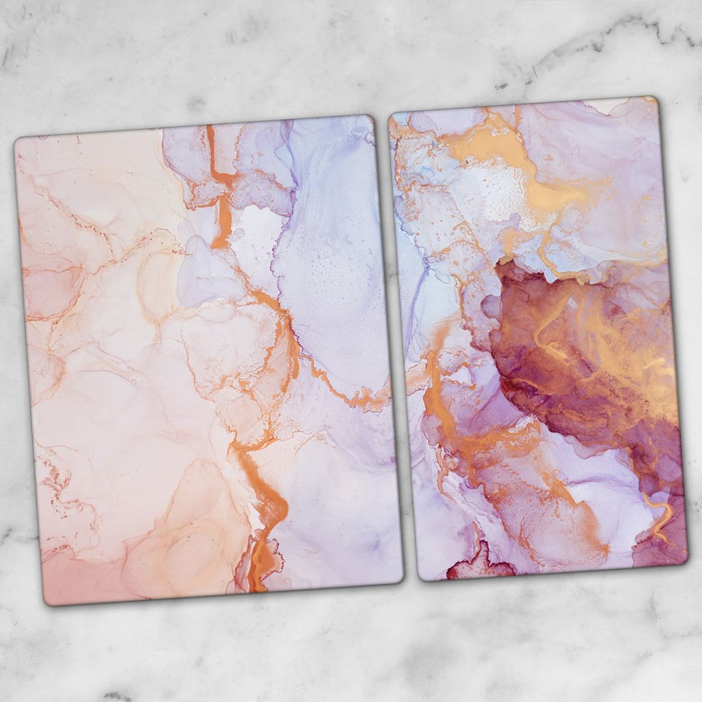 Glas-Herdabdeckplatten Glaskeramikkochfeld-Abdeckung Spritzschutz Glas 70x52 cm Marmor Farbe