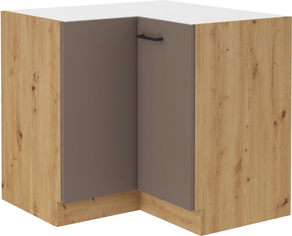 Unterer Eckschrank BALIJA – 89x89 cm, Trüffelgrau / Eiche Artisan