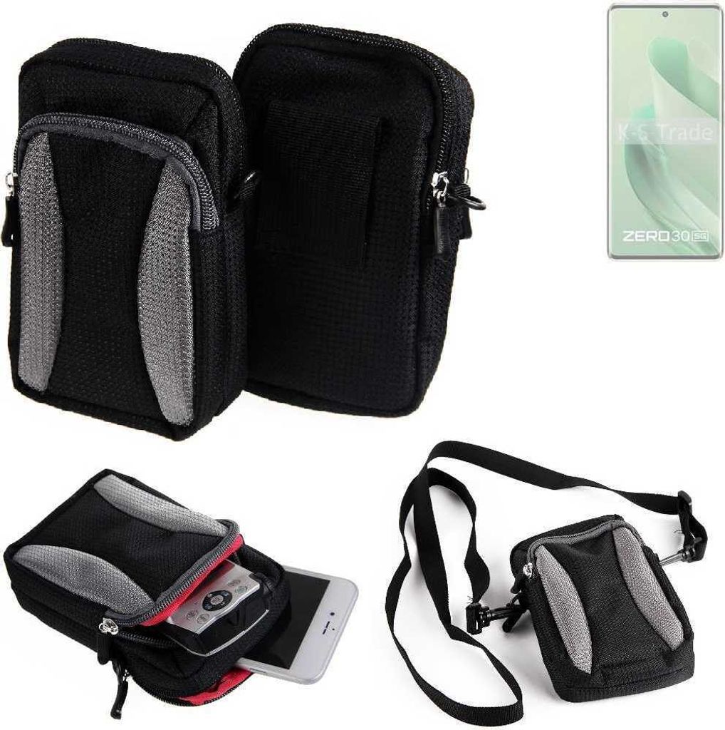K-S-Trade Holster Schutz Hülle kompatibel mit Infinix Zero 30 5G Handy Hülle Gürteltasche Umhängetasche mit Zusatzfach schwarz