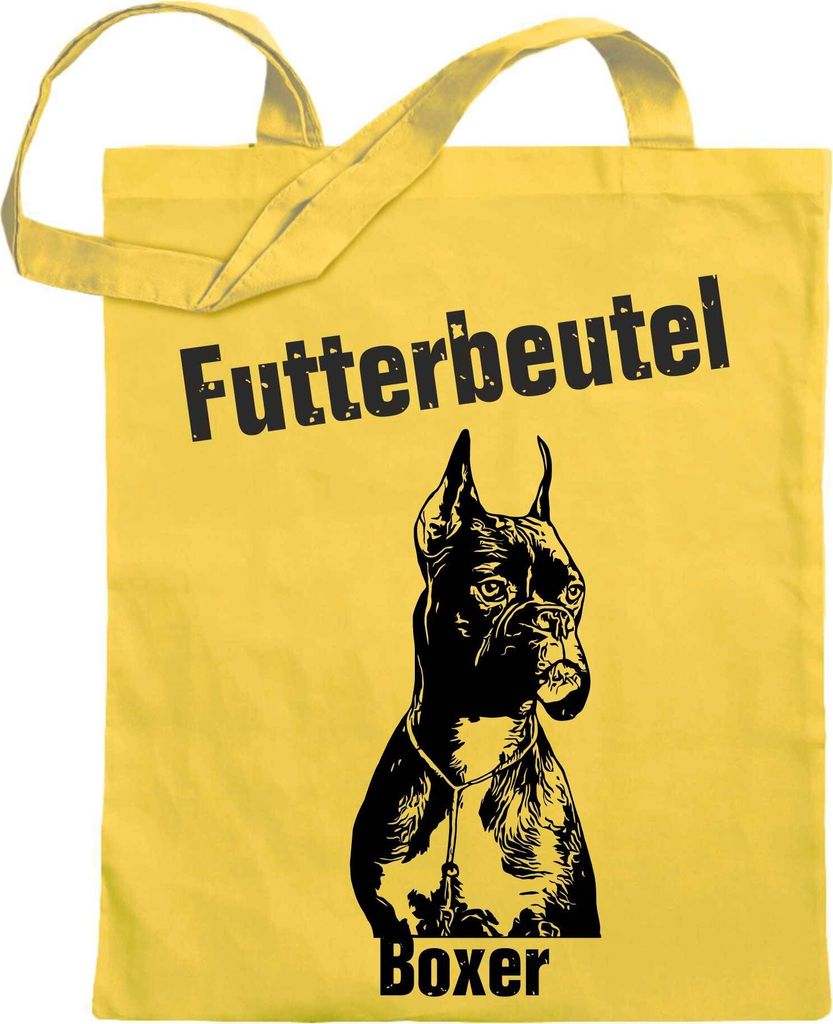 Kiwistar Futterbeutel - Boxer - Einkaufsbeutel mit Motiv Hund - Jutebeutel bedruckt - Tragetasche Stoffbeutel Umhängetasche Langer Henkel - Beutel...
