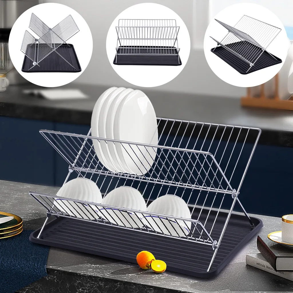 Égouttoir à vaisselle vertical inox compact pour assiettes et bols 45cm - 3