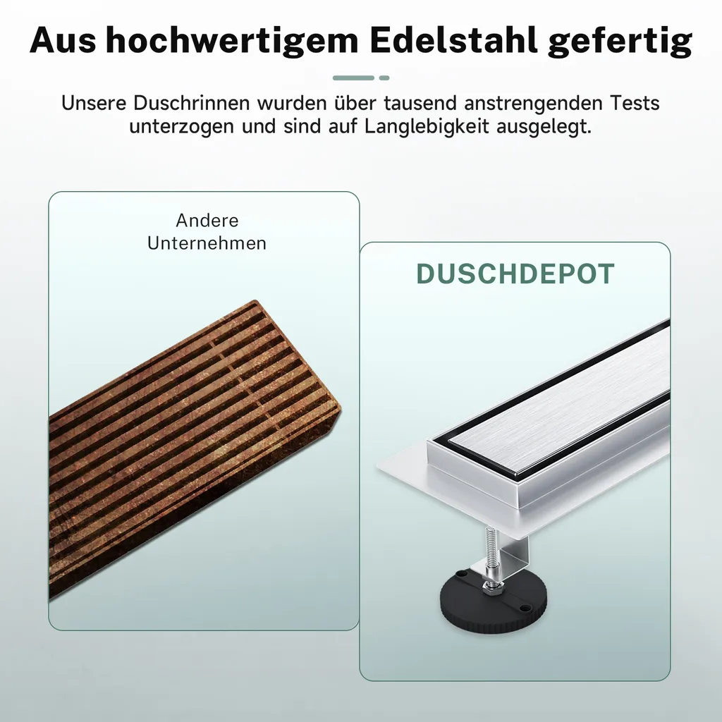 Canaletta Doccia 70 cm SONNI Inox 304 | Design 2 in 1 Invisibile - 12