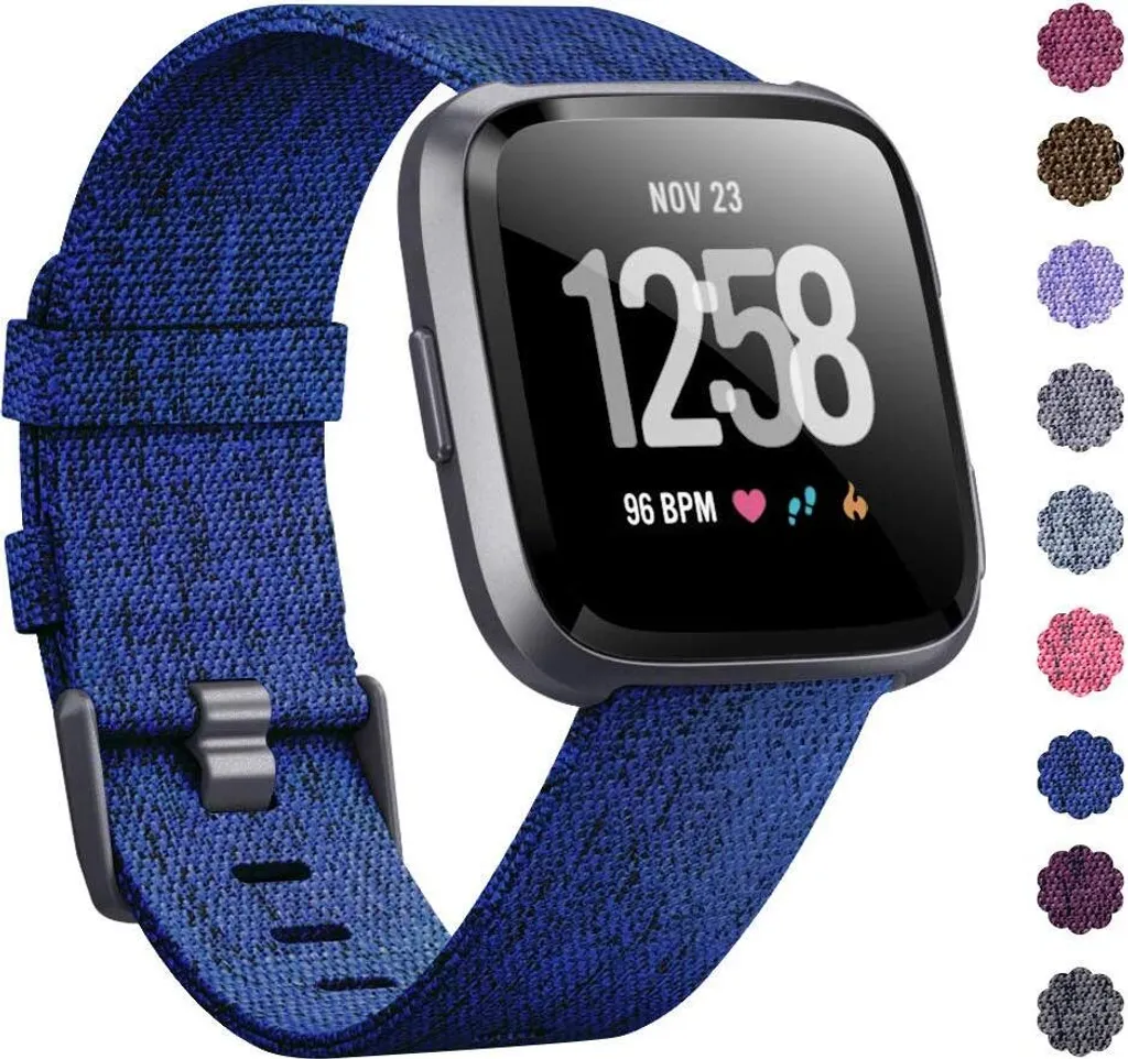 Cinturino Elegante Fitbit Versa Lite / Versa 2 Blu Navy Tessuto Chic