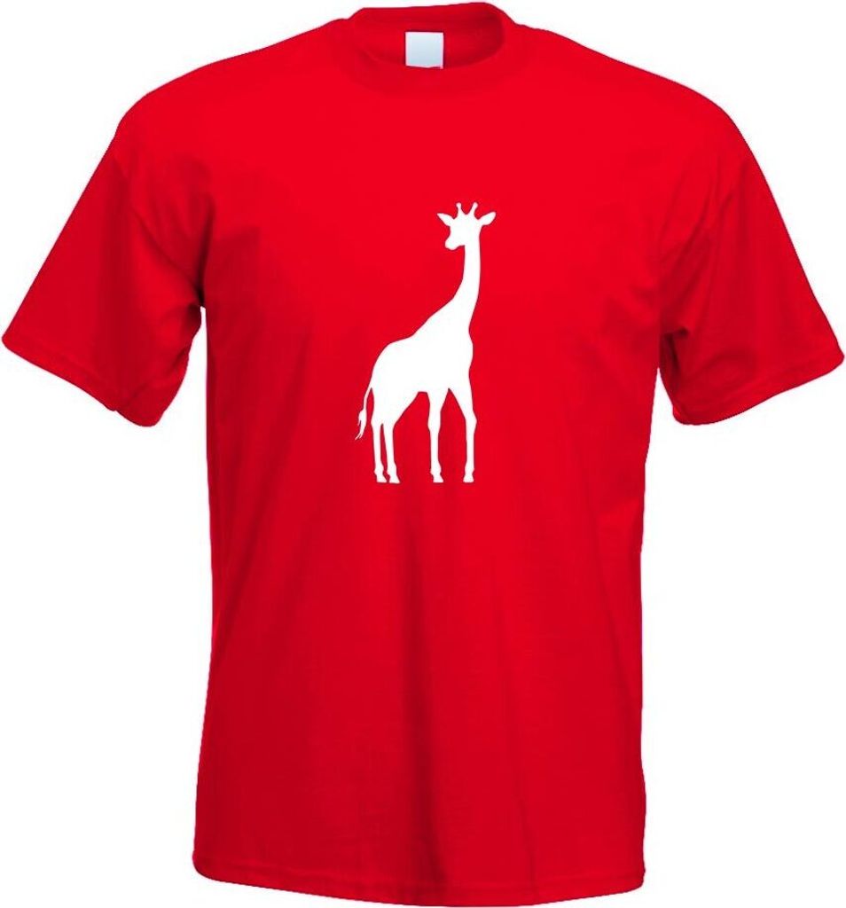 Kiwistar - T-Shirt - rot - Giraffe Silhouette 2 Motiv Bedruckt Funshirt Design Print - mit Motiv Bedruckt - Funshirt Design - Sport - Freizeit - He...