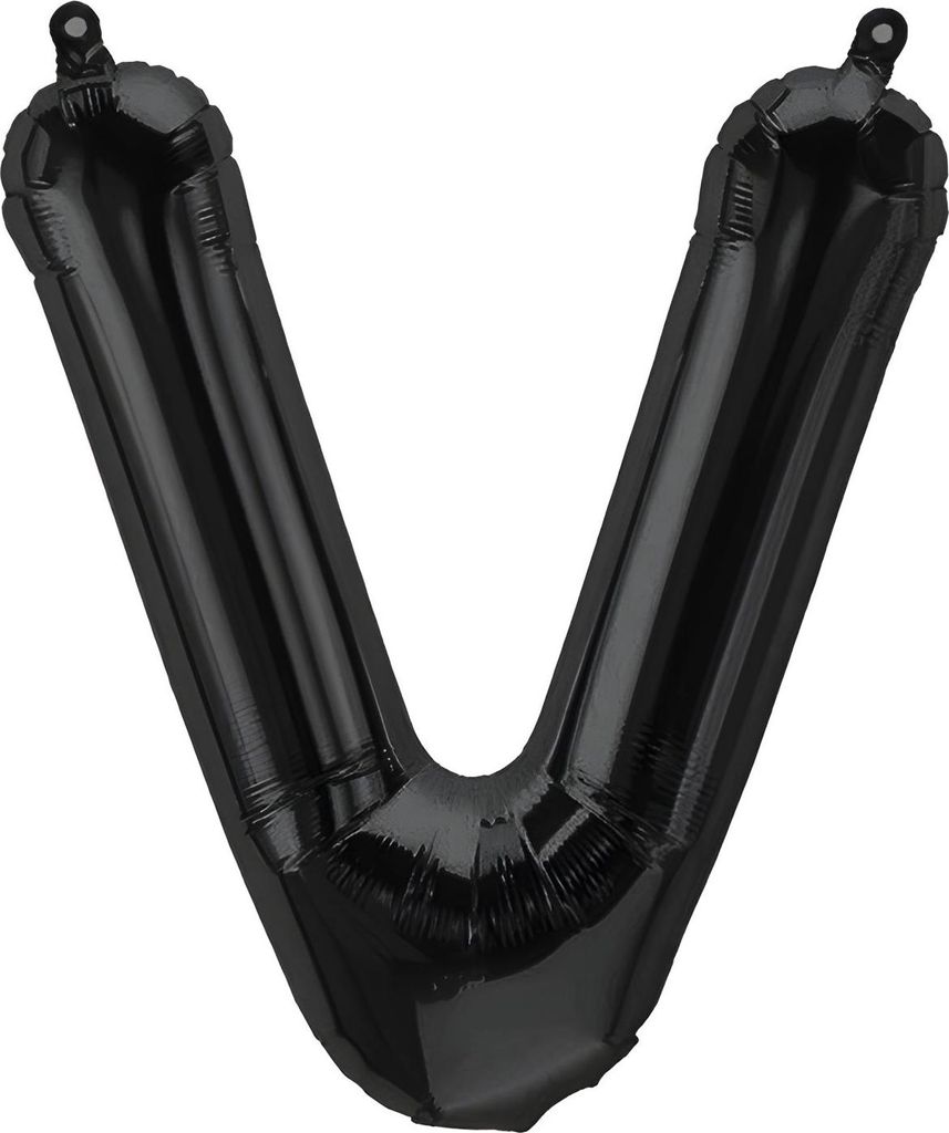Folienballon Buchstabe V, schwarz, ca. 40 cm, für Luftbefüllung