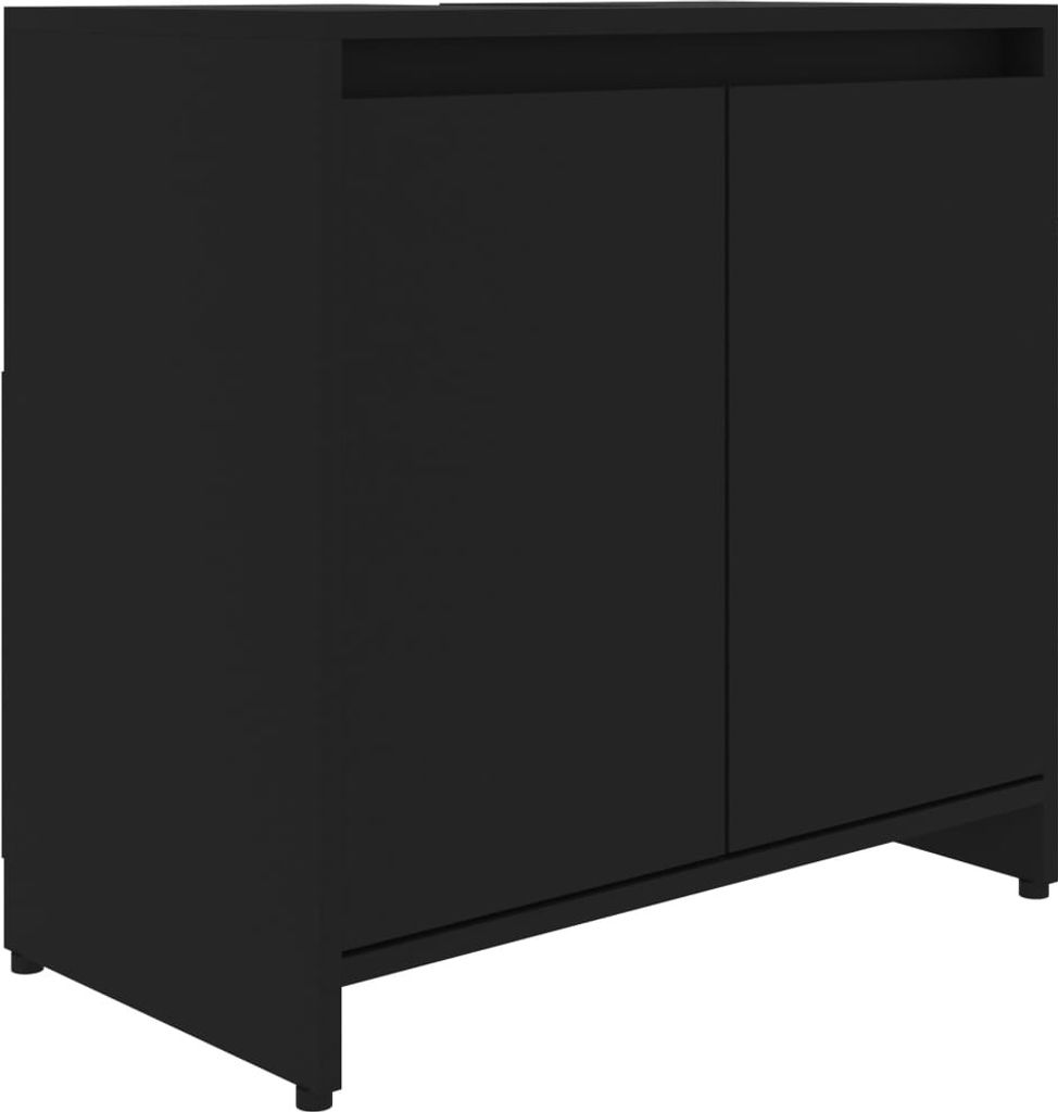 vidaXL Szafka łazienkowa czarna 60x33x58 cm płyta wiórowa Zdjęcie produktu 