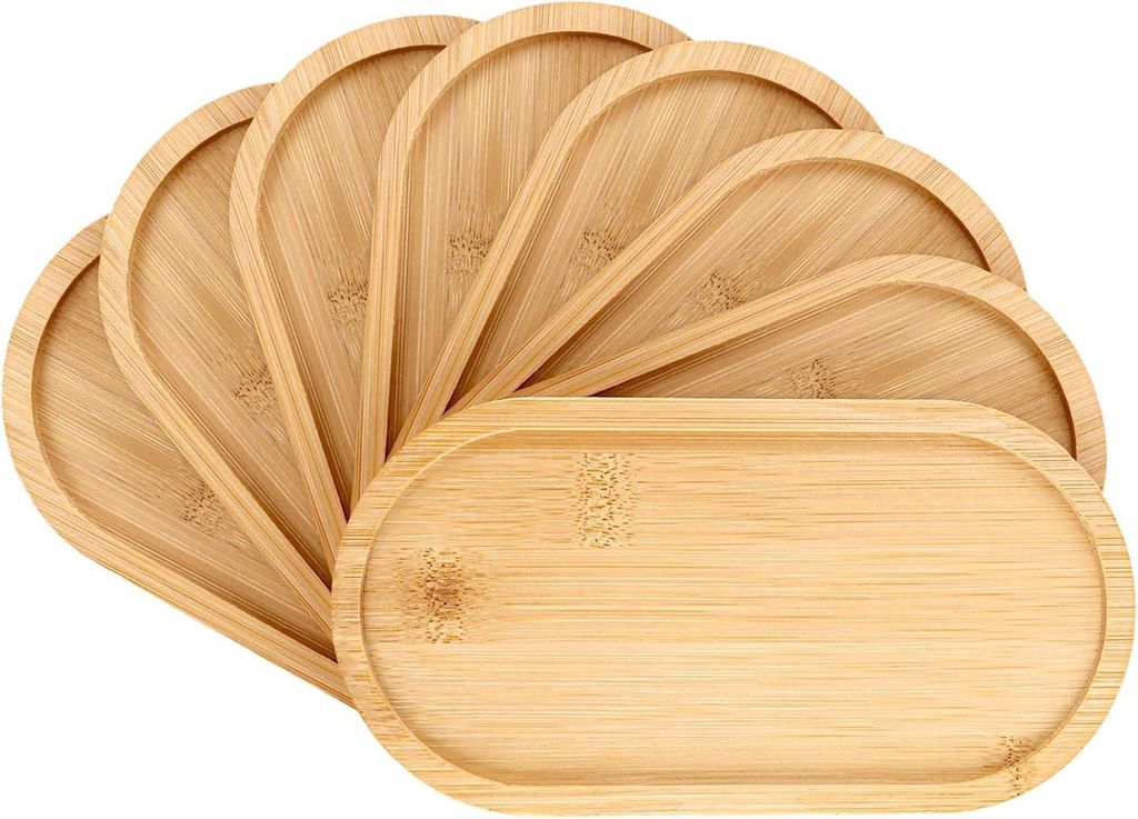 8 oválných bambusových podnosů – 19,5 x 9,5 x 1 cm – na Obrázek produktu 
