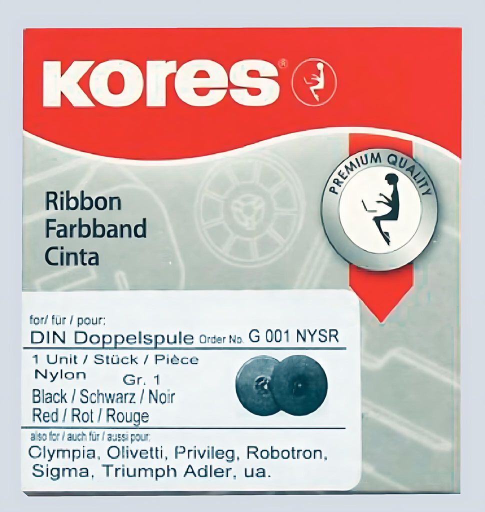 Kores G001NYSR, Schwarz, Rot, Schwarz, 1,3 cm, 10 m, 1 Produktbild 