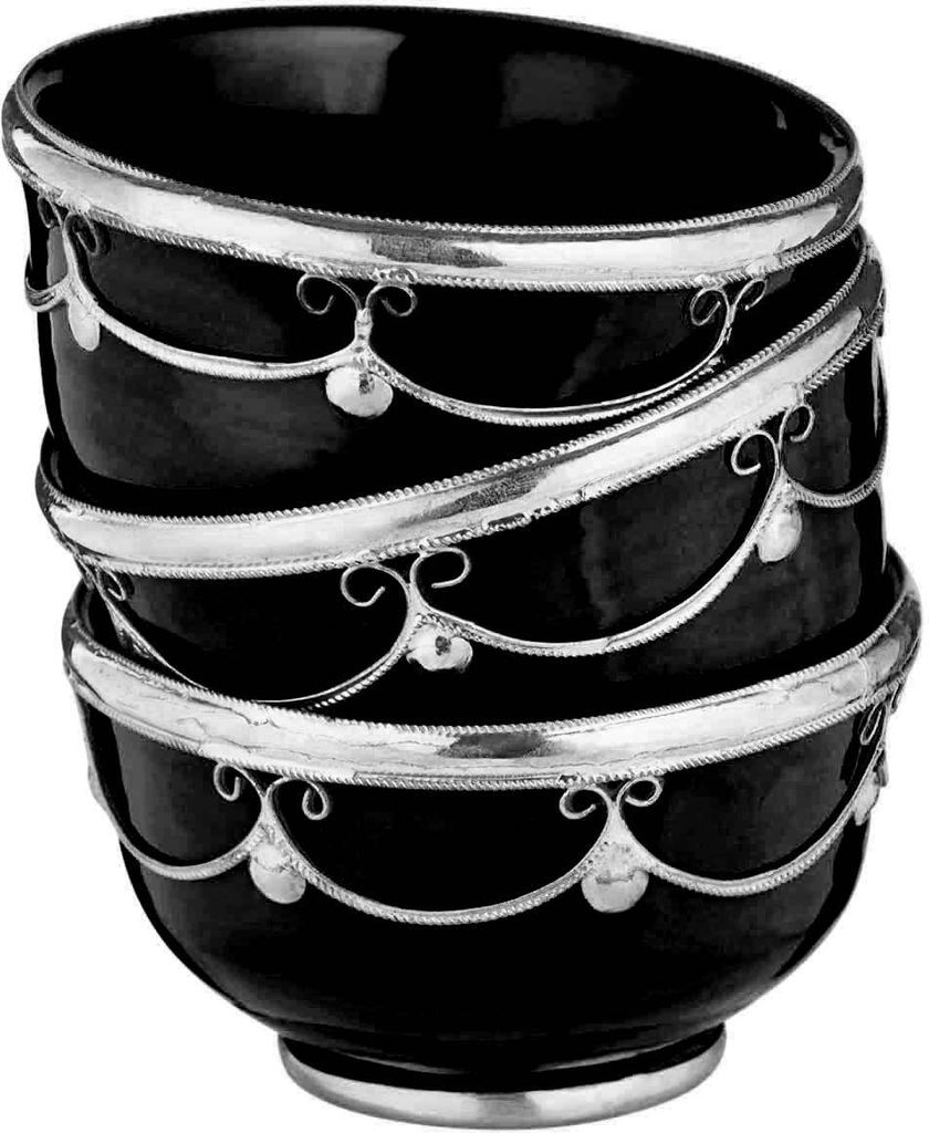 3er SET Orientalische kleine Keramikschale Schale Rund Miranda Schwarz Ø 11cm Groß | bunte marokkanische Keramik Tapas Fingerfood Schalen bunt | ...