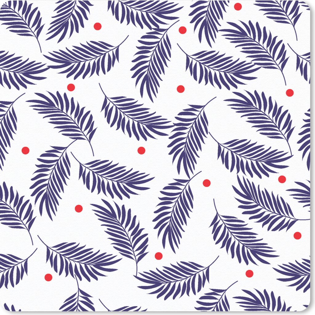 MuchoWow Mauspad Mousepad Tropisch - Blätter - Muster - Polka dots 20x20 cm - Mousepads - Maus Mat - Pad - Mausunterlage - Desk Mat - Bureauarti...