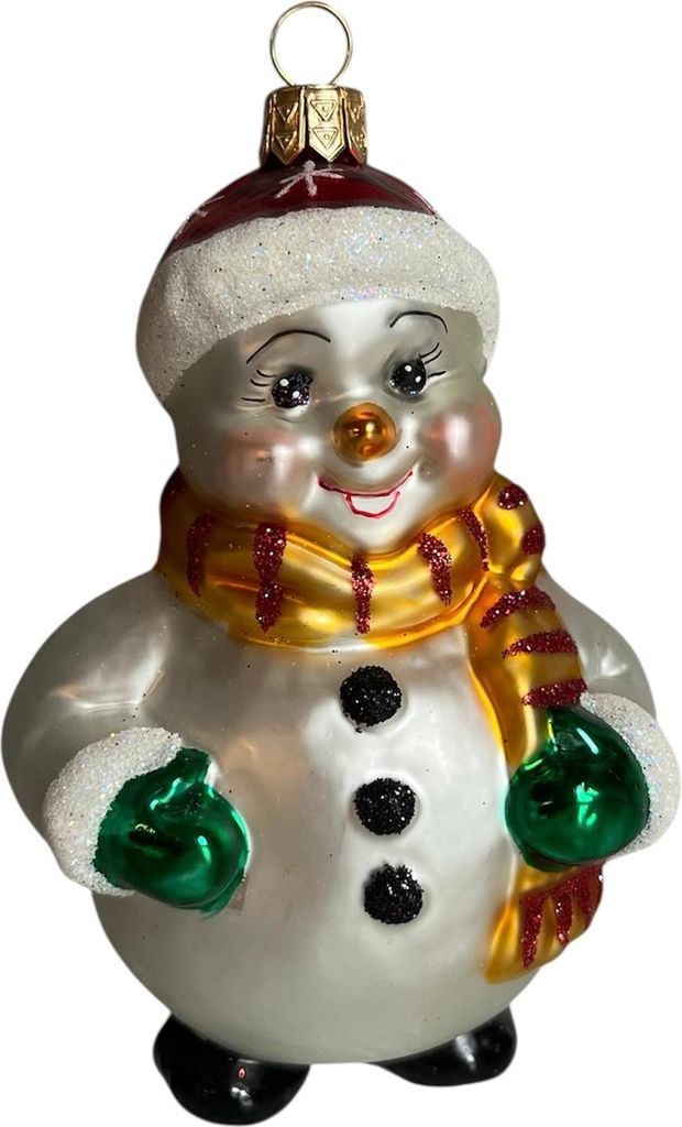 Glas Christbaumschmuck mundgeblasen handbemalt in Europa Schneemann