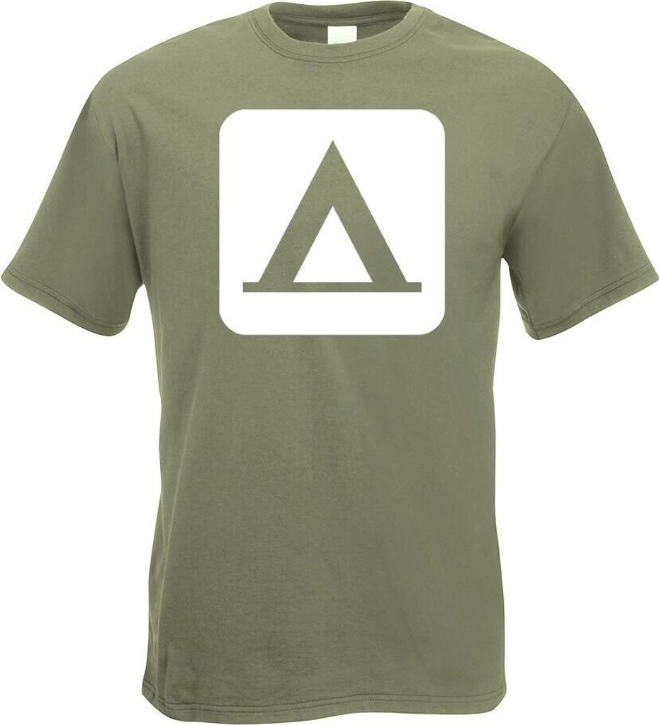 Kiwistar - T-Shirt - Olive - Zelten Camping Piktogramme Herren Funshirt Bedruckt Design Sprüche Spruch Motive - mit Motiv Bedruckt - Funshirt Desi...