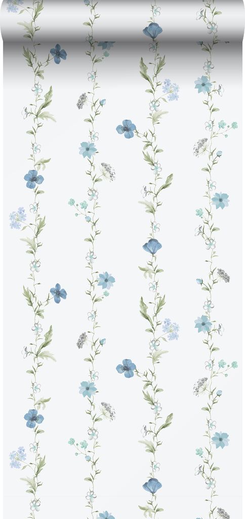 Sanders & Sanders Tapete Blumen Blau und Weiß 53 cm x 10 m