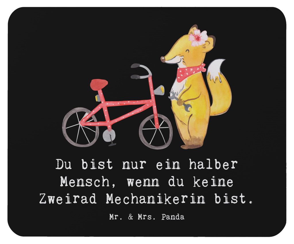 Mr. & Mrs. Panda Mousepad Zweirad Mechanikerin Herz - Schwarz - Geschenk, laptop mauspad, Mouse Pad, mausteppich, computer