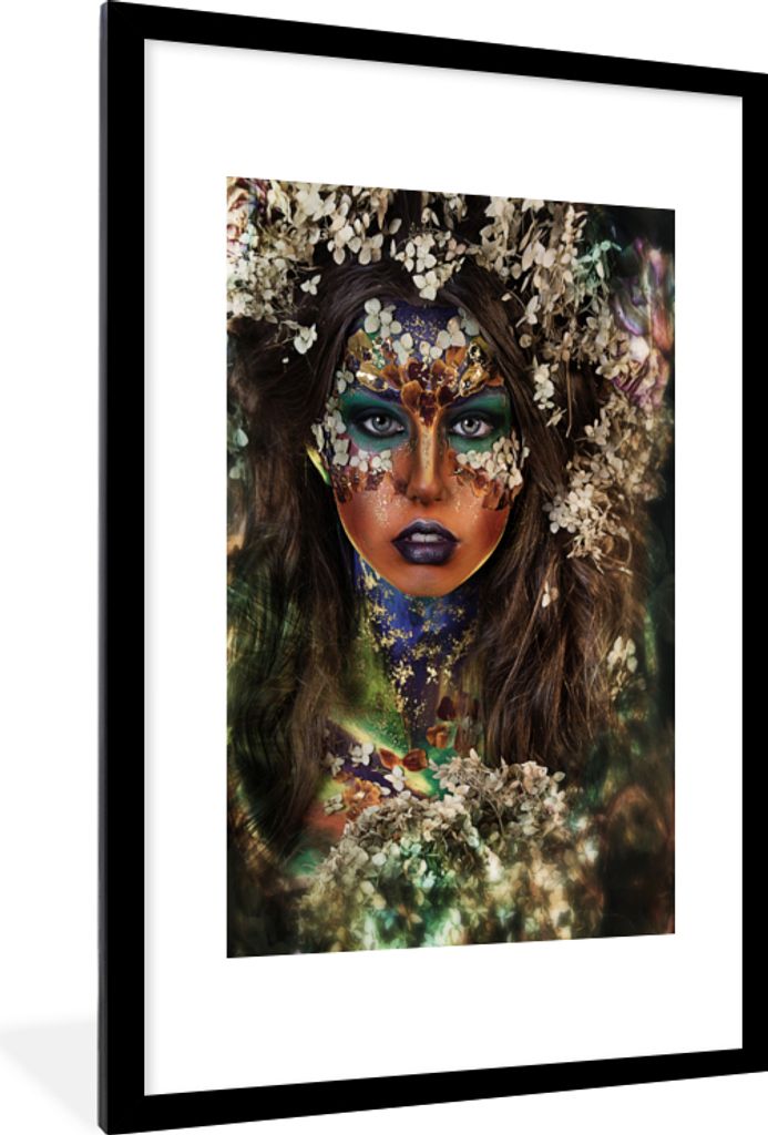 MuchoWow® MuchoWow® Gerahmtes Poster Frau - Blumen - Farbe Produktbild 