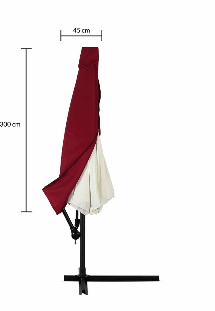 Sonnenschirmhülle, rot, 3 m, Polyester, Reißverschluss