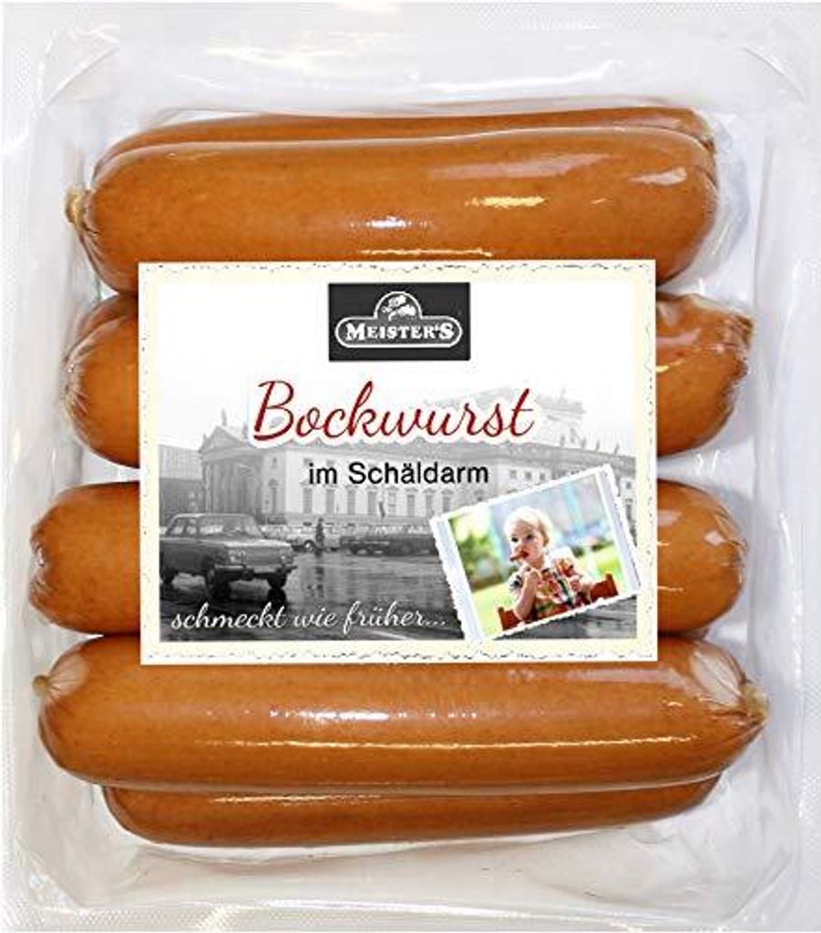 Delikatess Schäldarm Bockwurst frisch, zart & knackig | Würstchen geräuchert | Ideal für Curry-Wurst  8 x 100g
