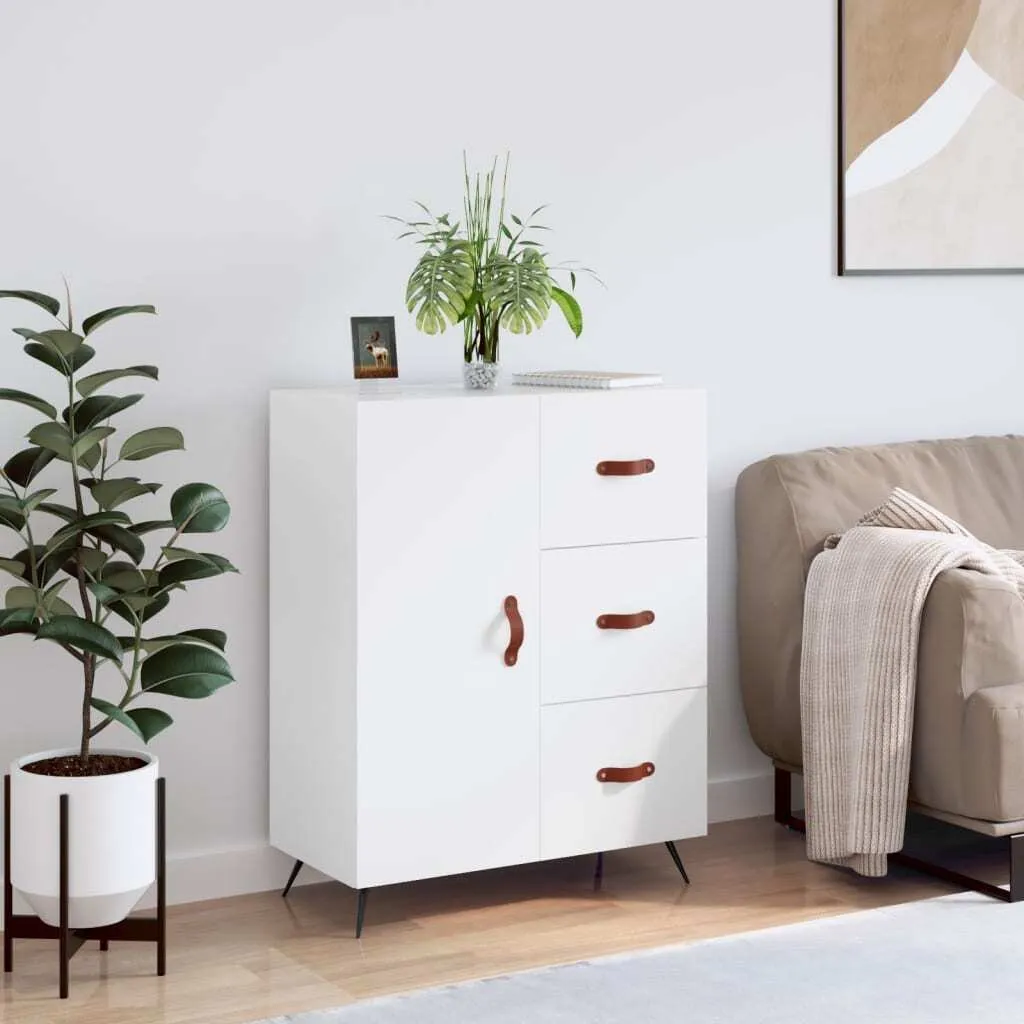 Mobile Credenza Bianca con Vetrine | Cassettiera Legno Casa 69,5 cm