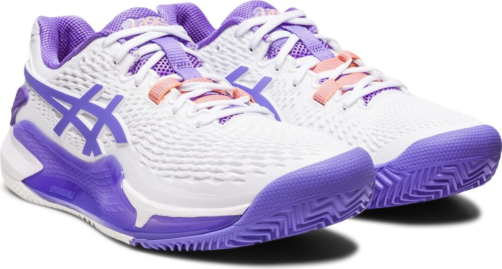 Asics Gel Resolution 9 Clay Blanco Morado Mujer 1042a224-101