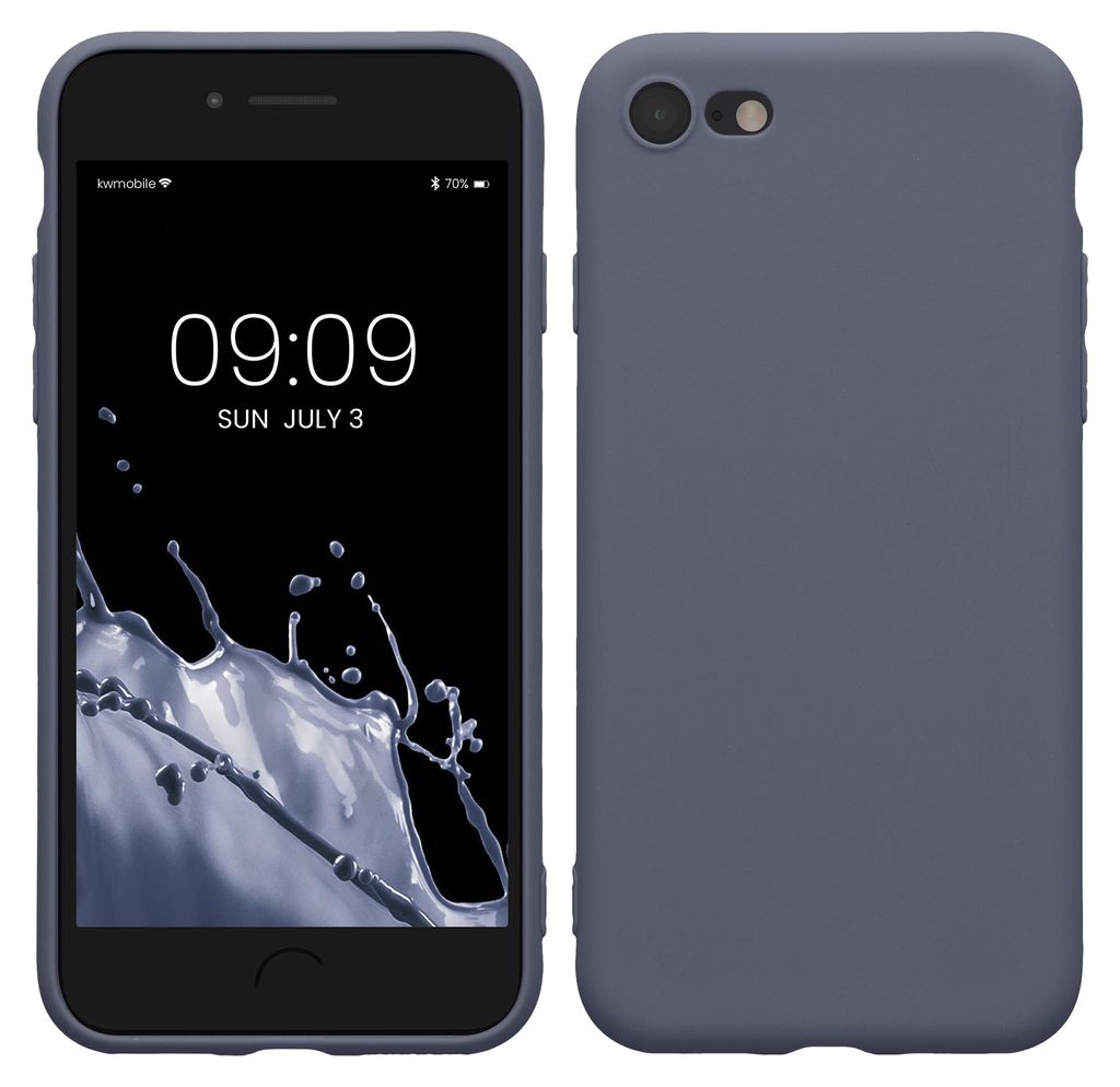 kwmobile Handyhülle für Apple iPhone SE (2022) / SE (2020) / 8 / 7 Hülle - weiches Handy Silikon Case - Schutzhülle Cover - Blaugrau